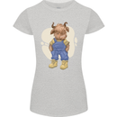 An Infant Highland Cow Cattle Bull Womens Petite Cut T-Shirt Sports Grey