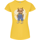 An Infant Highland Cow Cattle Bull Womens Petite Cut T-Shirt Yellow