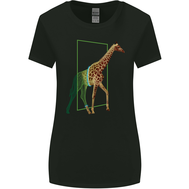 An Obscure Giraffe Design Womens Wider Cut T-Shirt Black