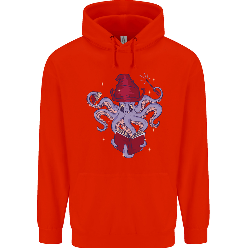 An Octopus Wizard Magic Magician Childrens Kids Hoodie Bright Red