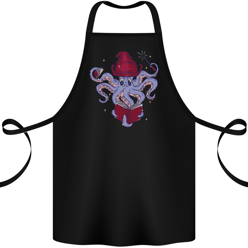 An Octopus Wizard Magic Magician Cotton Apron 100% Organic Black