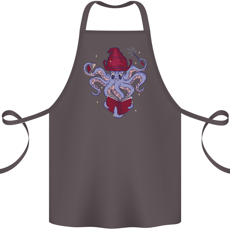 An Octopus Wizard Magic Magician Cotton Apron 100% Organic Dark Grey