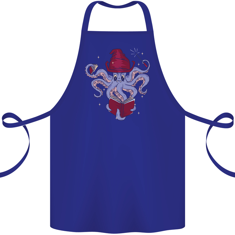 An Octopus Wizard Magic Magician Cotton Apron 100% Organic Royal Blue