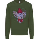 An Octopus Wizard Magic Magician Kids Sweatshirt Jumper Forest Green