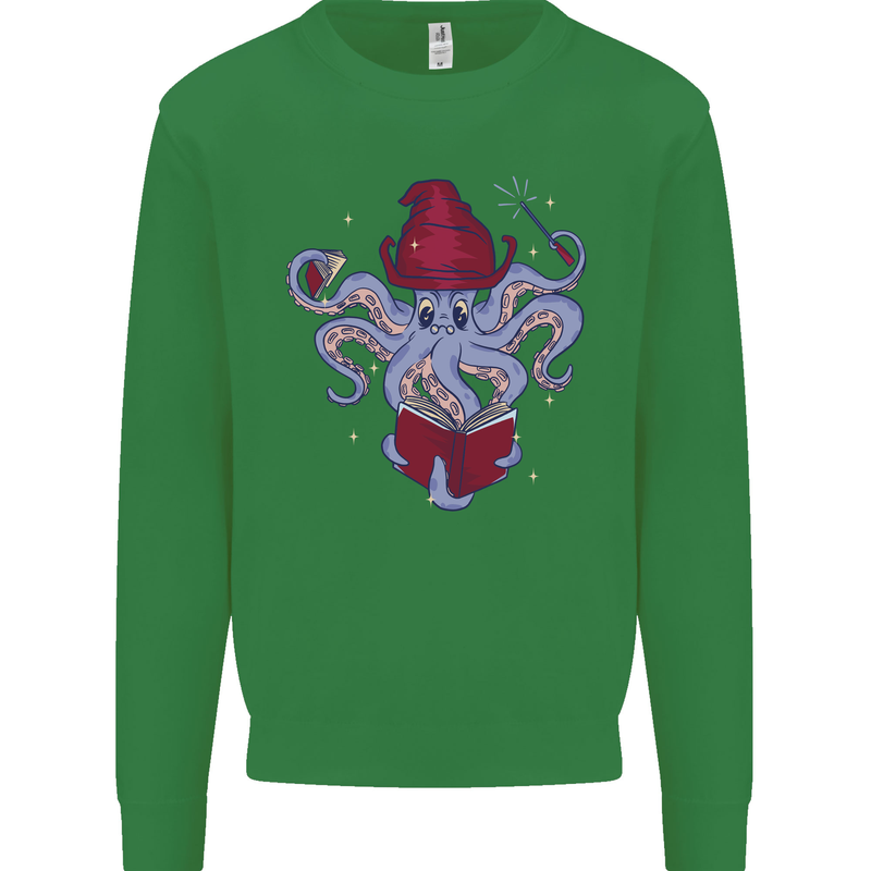 An Octopus Wizard Magic Magician Kids Sweatshirt Jumper Irish Green