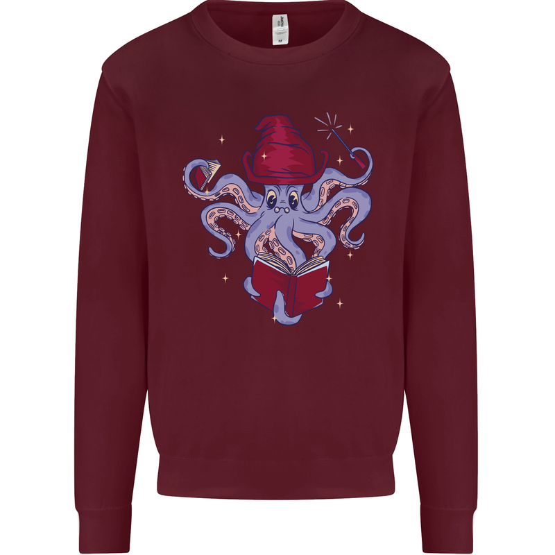 An Octopus Wizard Magic Magician Kids Sweatshirt Jumper Maroon