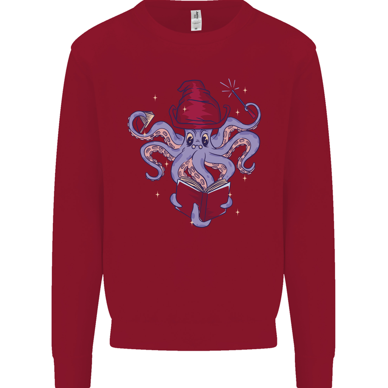 An Octopus Wizard Magic Magician Kids Sweatshirt Jumper Red