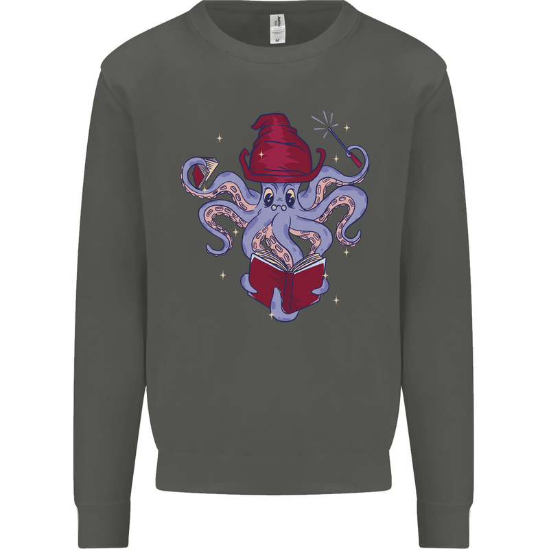 An Octopus Wizard Magic Magician Kids Sweatshirt Jumper Storm Grey