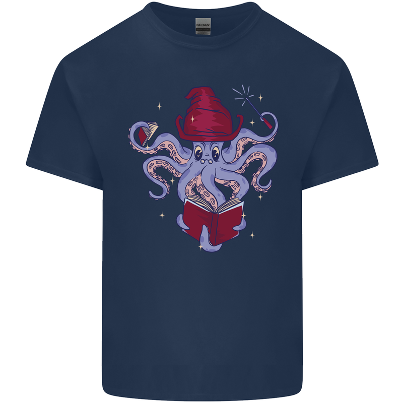 An Octopus Wizard Magic Magician Kids T-Shirt Childrens Navy Blue