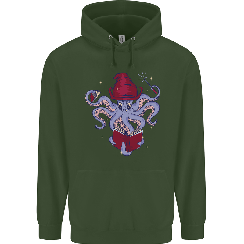An Octopus Wizard Magic Magician Mens 80% Cotton Hoodie Forest Green