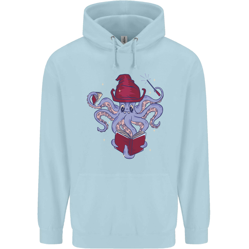 An Octopus Wizard Magic Magician Mens 80% Cotton Hoodie Light Blue