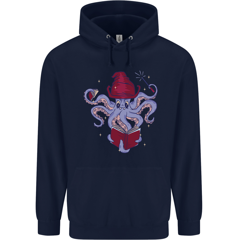 An Octopus Wizard Magic Magician Mens 80% Cotton Hoodie Navy Blue