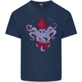 An Octopus Wizard Magic Magician Mens Cotton T-Shirt Tee Top Navy Blue