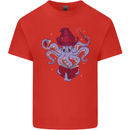 An Octopus Wizard Magic Magician Mens Cotton T-Shirt Tee Top Red