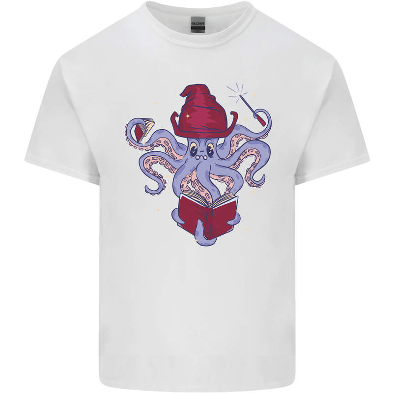 An Octopus Wizard Magic Magician Mens Cotton T-Shirt Tee Top White