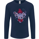 An Octopus Wizard Magic Magician Mens Long Sleeve T-Shirt Navy Blue