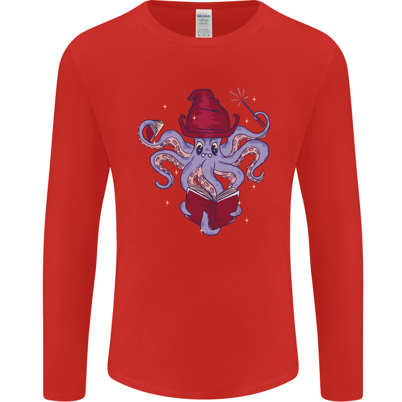 An Octopus Wizard Magic Magician Mens Long Sleeve T-Shirt Red