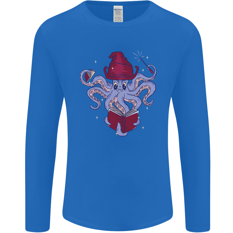 An Octopus Wizard Magic Magician Mens Long Sleeve T-Shirt Royal Blue
