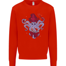 An Octopus Wizard Magic Magician Mens Sweatshirt Jumper Bright Red