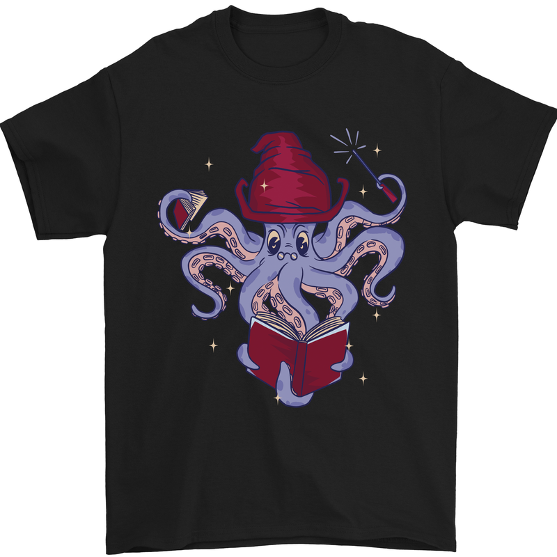 An Octopus Wizard Magic Magician Mens T-Shirt 100% Cotton Black