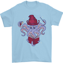An Octopus Wizard Magic Magician Mens T-Shirt 100% Cotton Light Blue