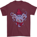 An Octopus Wizard Magic Magician Mens T-Shirt 100% Cotton Maroon