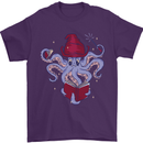 An Octopus Wizard Magic Magician Mens T-Shirt 100% Cotton Purple