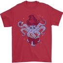 An Octopus Wizard Magic Magician Mens T-Shirt 100% Cotton Red