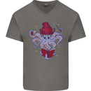 An Octopus Wizard Magic Magician Mens V-Neck Cotton T-Shirt Charcoal