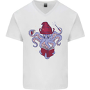 An Octopus Wizard Magic Magician Mens V-Neck Cotton T-Shirt White