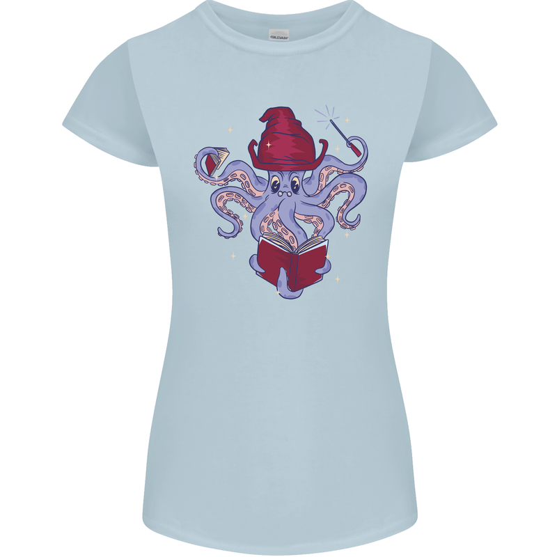 An Octopus Wizard Magic Magician Womens Petite Cut T-Shirt Light Blue