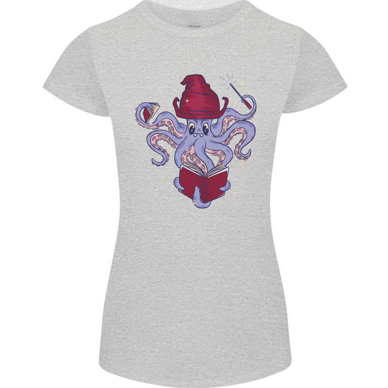 An Octopus Wizard Magic Magician Womens Petite Cut T-Shirt Sports Grey
