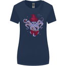 An Octopus Wizard Magic Magician Womens Wider Cut T-Shirt Navy Blue