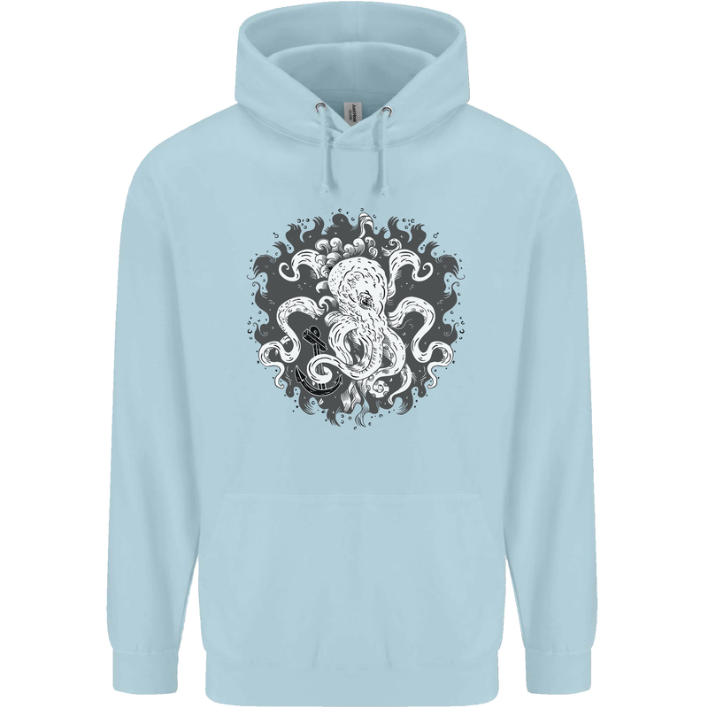 An Octopus in the Deep Ocean Sailor Sailing Childrens Kids Hoodie Light Blue