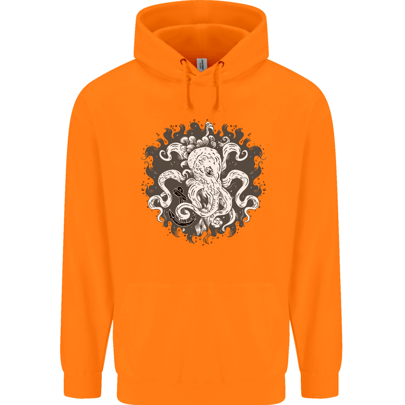 An Octopus in the Deep Ocean Sailor Sailing Childrens Kids Hoodie Orange