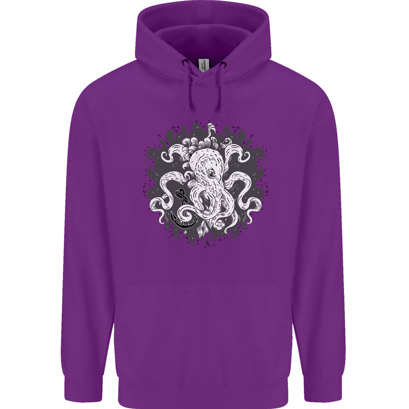 An Octopus in the Deep Ocean Sailor Sailing Childrens Kids Hoodie Purple