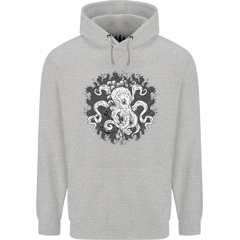 An Octopus in the Deep Ocean Sailor Sailing Childrens Kids Hoodie Sports Grey