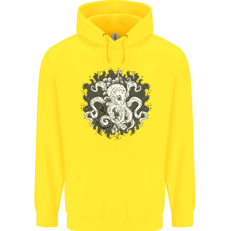 An Octopus in the Deep Ocean Sailor Sailing Childrens Kids Hoodie Yellow