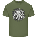 An Octopus in the Deep Ocean Sailor Sailing Mens Cotton T-Shirt Tee Top Military Green