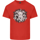 An Octopus in the Deep Ocean Sailor Sailing Mens Cotton T-Shirt Tee Top Red