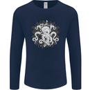 An Octopus in the Deep Ocean Sailor Sailing Mens Long Sleeve T-Shirt Navy Blue