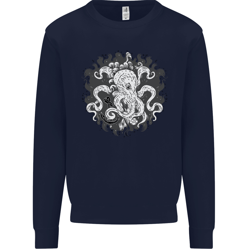 An Octopus in the Deep Ocean Sailor Sailing Mens Sweatshirt Jumper Navy Blue