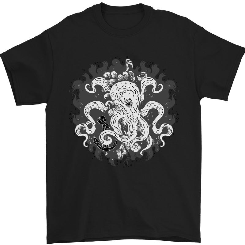 An Octopus in the Deep Ocean Sailor Sailing Mens T-Shirt 100% Cotton Black