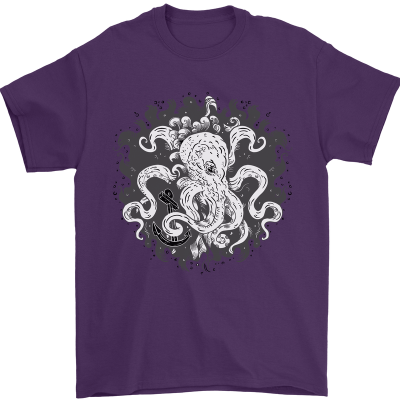 An Octopus in the Deep Ocean Sailor Sailing Mens T-Shirt 100% Cotton Purple