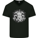 An Octopus in the Deep Ocean Sailor Sailing Mens V-Neck Cotton T-Shirt Black