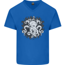 An Octopus in the Deep Ocean Sailor Sailing Mens V-Neck Cotton T-Shirt Royal Blue