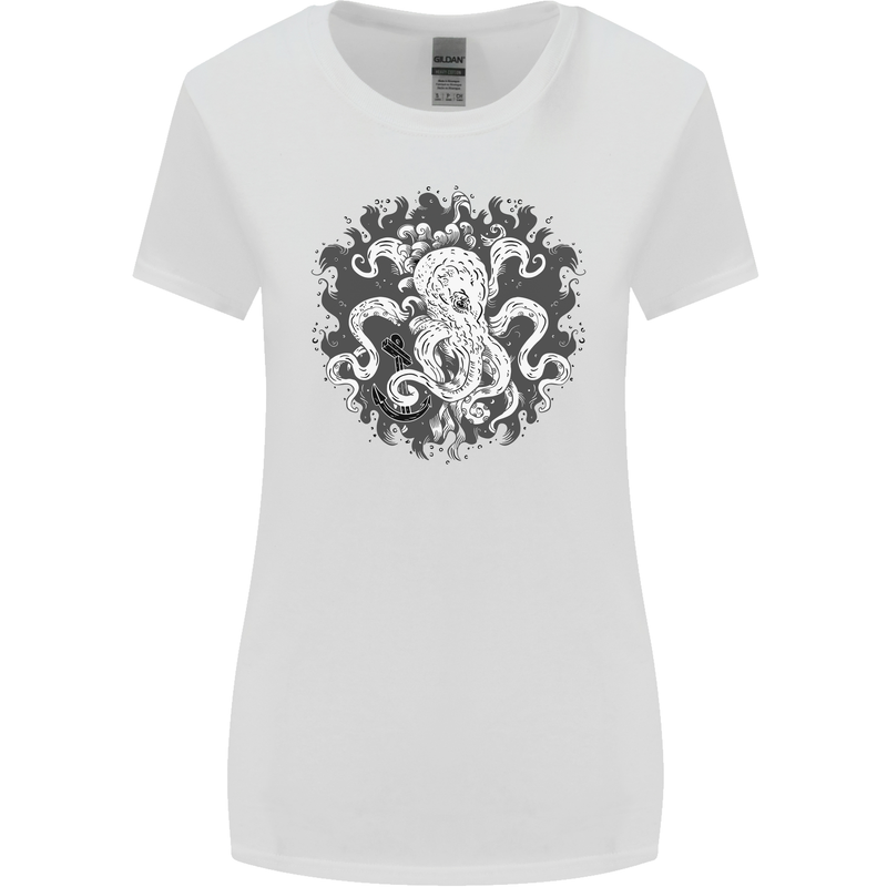 An Octopus in the Deep Ocean Sailor Sailing Womens Wider Cut T-Shirt White