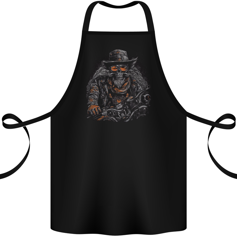 An Old Biker Skull Motorcycle Chopper Cotton Apron 100% Organic Black