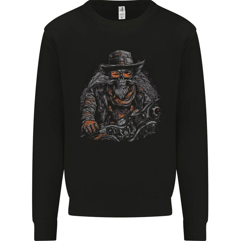 An Old Biker Skull Motorcycle Chopper Mens Sweatshirt Jumper Black