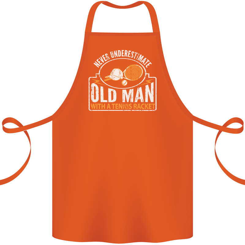An Old Man Tennis Racket Player Cotton Apron 100% Organic Orange